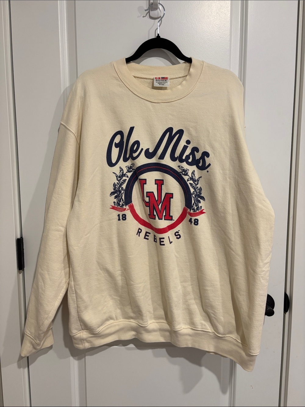 b-unlimited Ole Miss Rebels Cream Graphic Crewneck Sweatshirt
